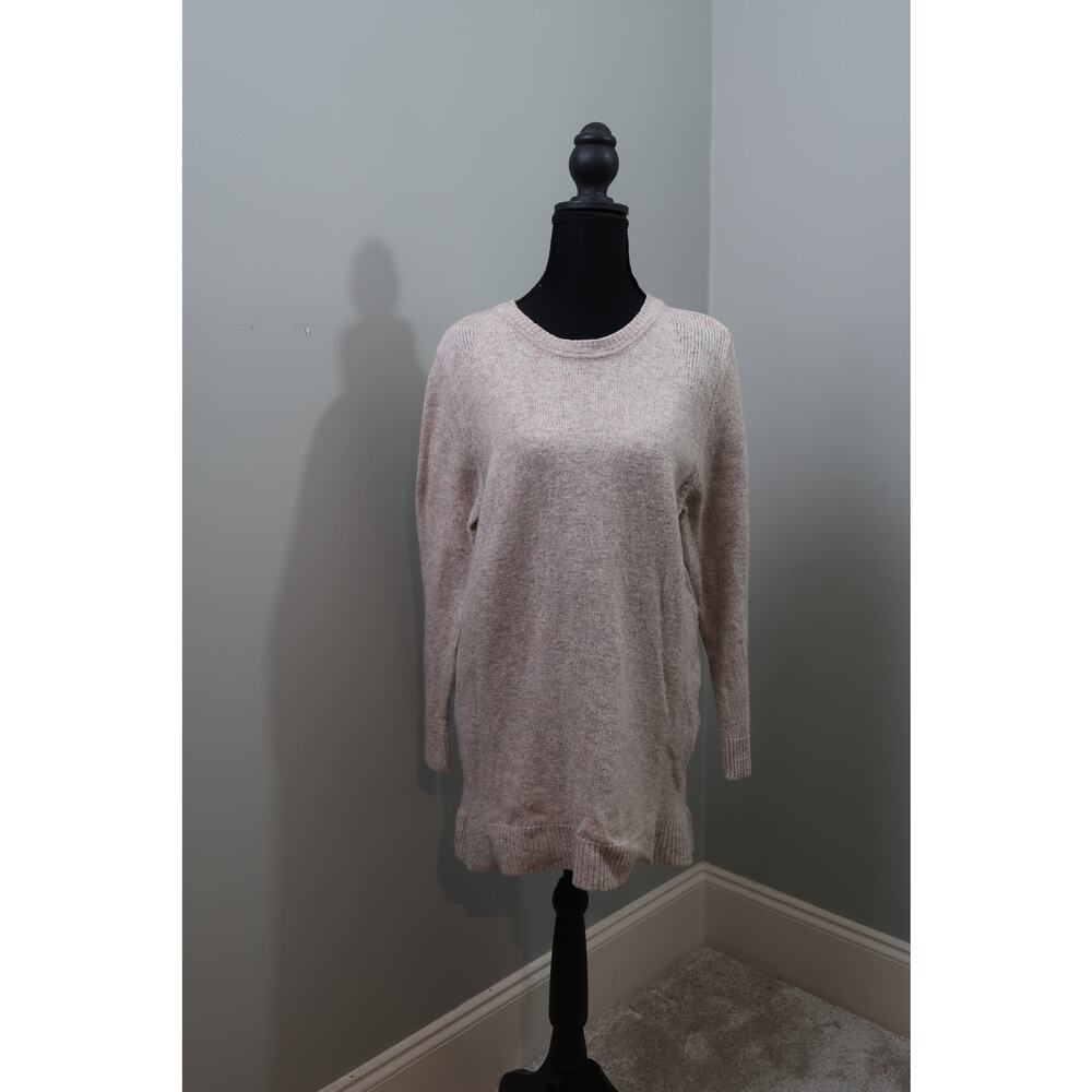 NEUW Beige Knit Sweater Dress XS Long Sleeve Minimalist Ribbed Hem Tunic